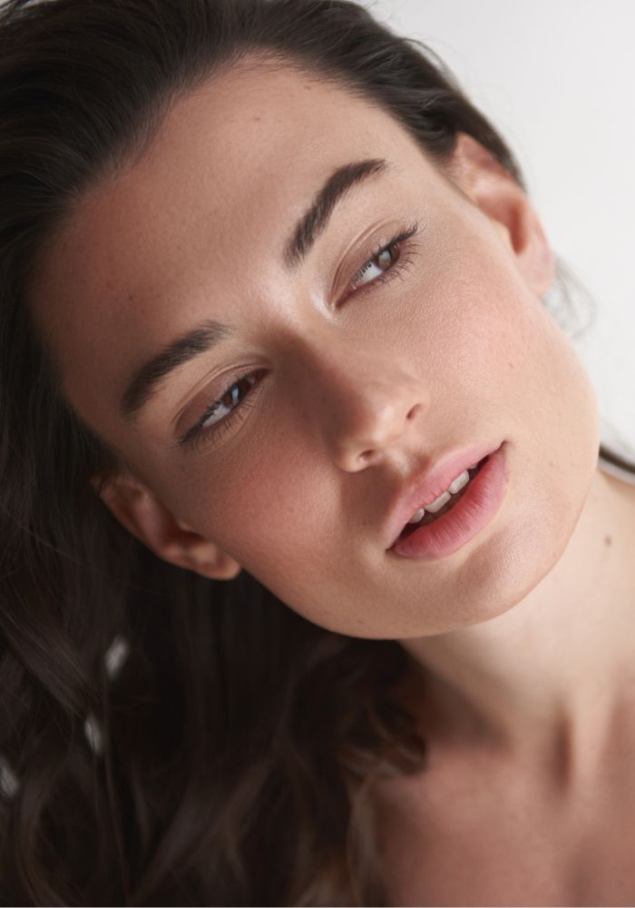 Close-up of a woman's expressive face.